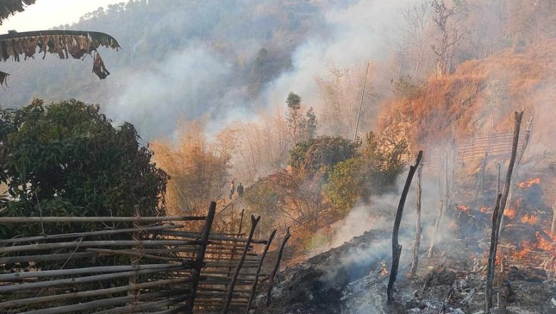 मकवानपुरको थाहा नगरपालिकामा डढेलोले वडा कार्यालयमा क्षति