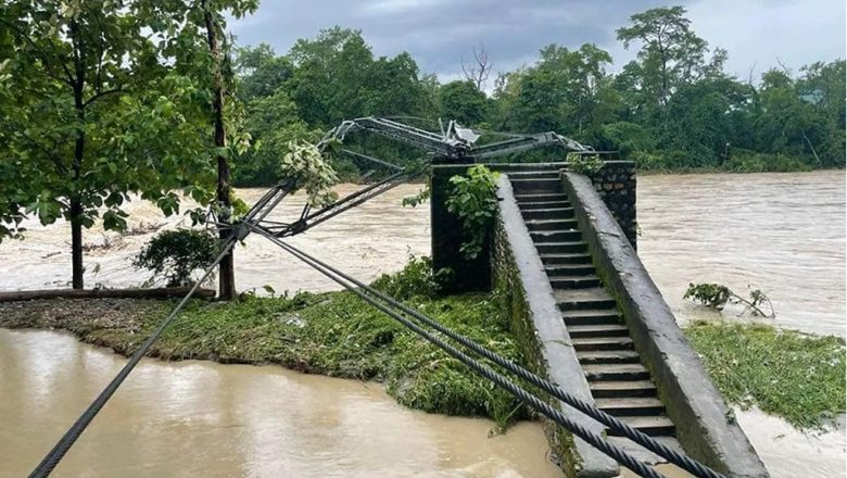 नारायणी नदीको बाढीले पुल बगायो