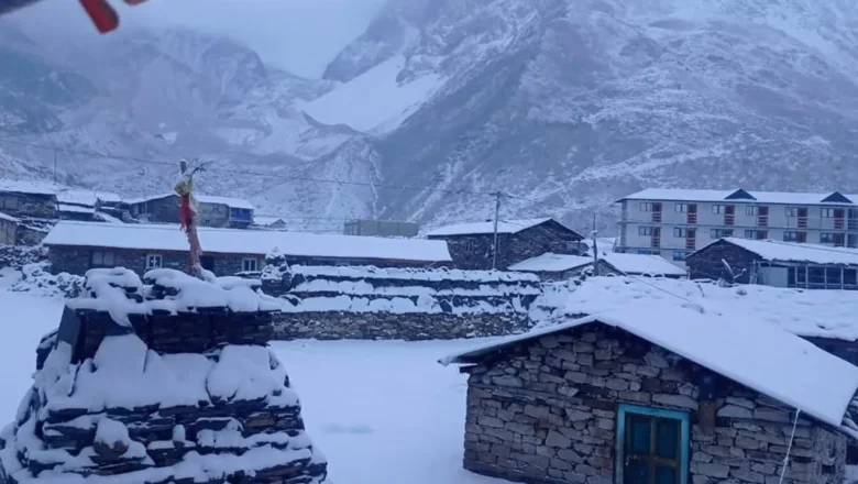 उत्तरी गोरखाको नुब्री भ्यालीमा पुनः भारी हिमपात